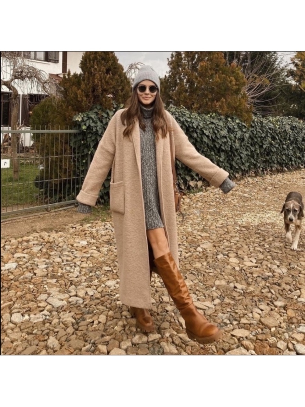 Zara Tall Tan Leather Knee-High Heeled Boots
